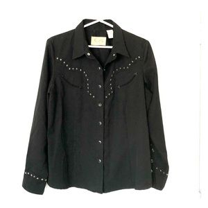 Scully Western Shirt Black Size L Star accents